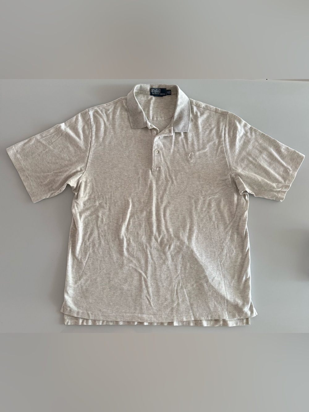 Polo Ralph Lauren Polo Shirt Adult XL Ivory Herringbone Pima Golf Fit Casual Men